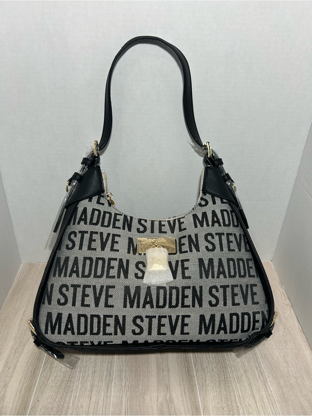 Steve Madden | Black & Gray Logo Shoulder Bag
